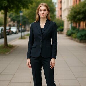 Kasper Women's Lined Black Single Breasted Pinstriped Jacket Sz 12p